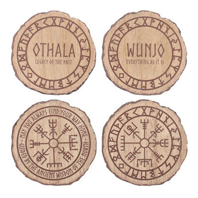 Something Different Unisex Natural Norse Mythology Wood Coasters (Pack Of 4) In - Image 3