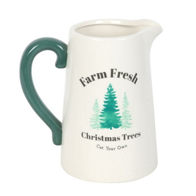 Something Different Farm Fresh Christmas Trees Flower Jug White/green (One Size) from B&Q