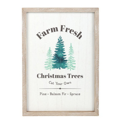 Something Different Farm Fresh Christmas Tree Framed Wall Art Green/white (One Size) from B&Q