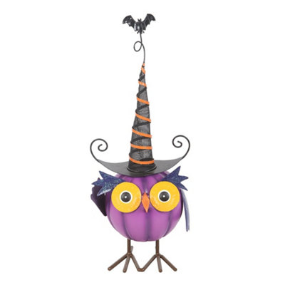 Something Different Metal Owl & Witch Hat Ornament Purple/black (One Size) from B&Q