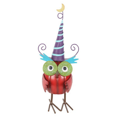Something Different Metal Owl & Witch Hat Ornament Red (One Size) from B&Q