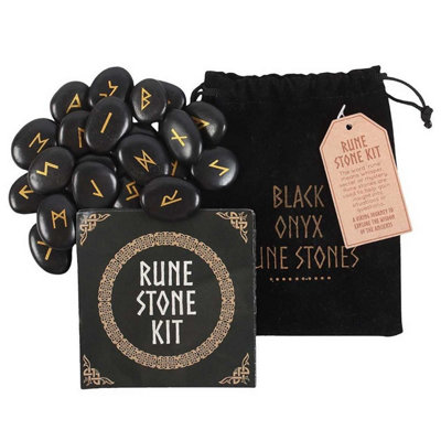  - Something Different Onyx Viking Rune Stones (Pack Of 25) Black (One Size)