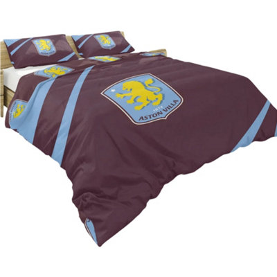 Aston Villa Fc Unisex Dark Red Reversible Crest Duvet Cover Set In | Size: Double - Image 3