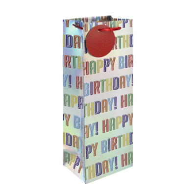 Eurowrap Holographic Birthday Bottle Bag (Pack Of 6) Multicoloured (One Size) from B&Q