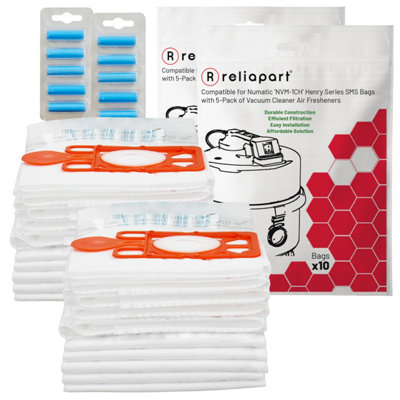 B&Q -  Microfibre Compatible Sms Dust Bags 20 Bags+20 Fresheners Nvm-1Ch Henry Hetty