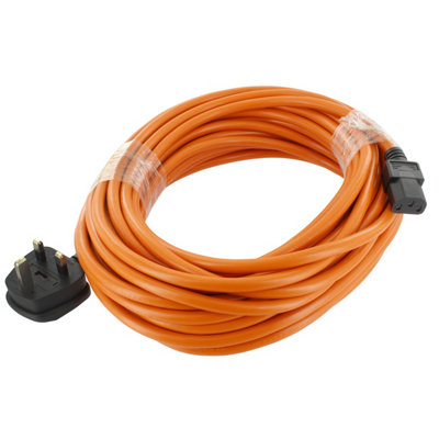 Reliapart Universal Orange Cable & 13A Plug Assembly (3-Core X 1.5mm & 10A Connector15M) from B&Q