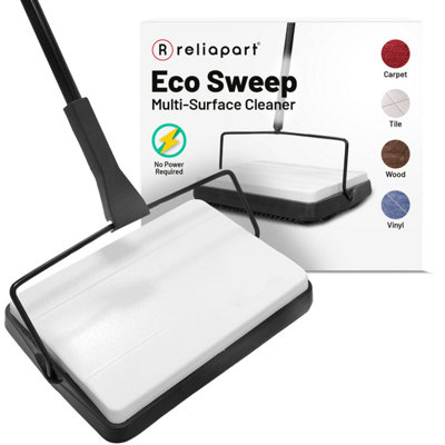 Reliapart Eco Sweep Carpet Floor Sweeper Lightweight Multi-Surface Manual Duster Cordless from B&Q