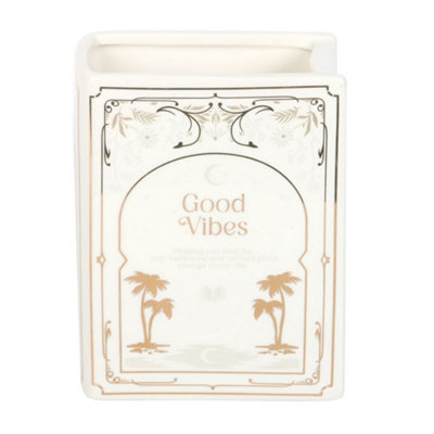 Something Different Good Vibes Book Vase White (One Size) from B&Q