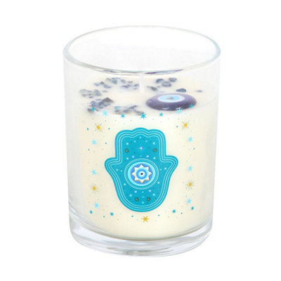 Something Different Hand Of Hamsa White Rose Crystal Candle Blue (One Size) from B&Q