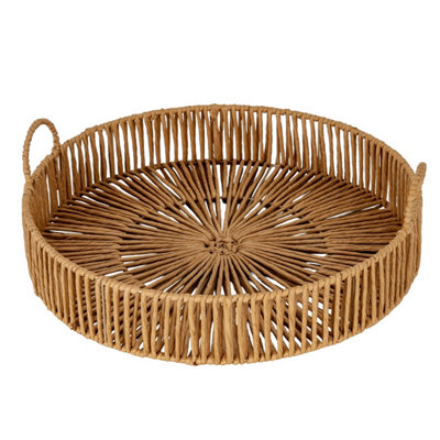 Hill Interiors Brown Wicker Tray (One ) 50Cm