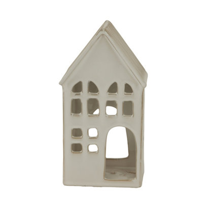 B&Q -  Ceramic House Tea Light Holder White (20Cm X 7Cm X 11Cm)