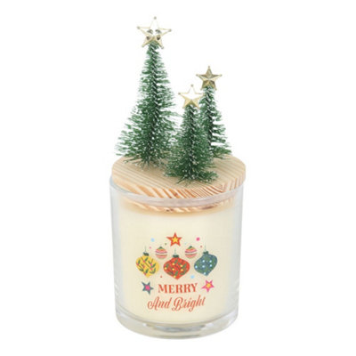 Something Different Merry And Bright Spiced Cinnamon Christmas Tree Candle White/green (One Size) from B&Q