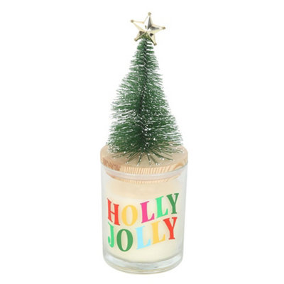 Something Different Holly Jolly Pine & Fir Christmas Tree Candle White/green (One Size) from B&Q