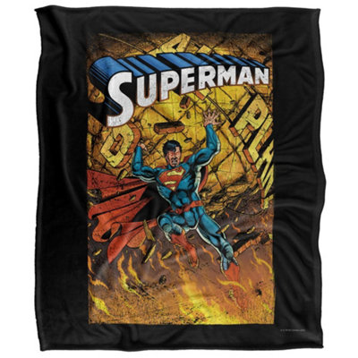 DC comics Superman Silky One Supersoft Blanket Black/multicoloured (One Size) from B&Q