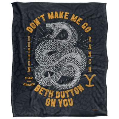 Yellowstone Silky Snake Beth Dutton Supersoft Blanket Black/yellow (One Size) from B&Q