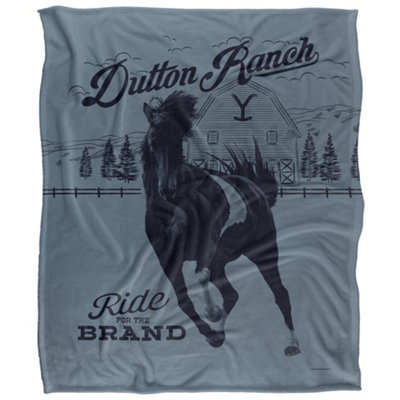 Yellowstone Dutton Ranch Silky Horse Supersoft Blanket Grey/black (One Size) from B&Q