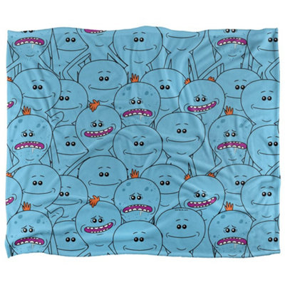 Rick And Morty Silky Crowd Mr Meeseeks Supersoft Blanket Blue/black (One Size) from B&Q