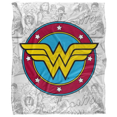 DC comics Wonder Woman Silky Comic Logo Supersoft Blanket Grey/multicoloured (One Size) from B&Q