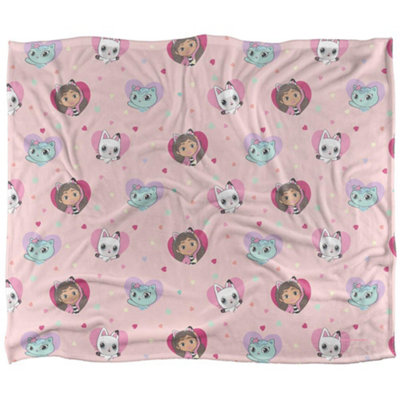 Gabbys Dollhouse Silky Hearts Pandy Paws Supersoft Blanket Multicoloured (One Size) from B&Q