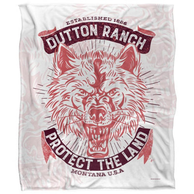 Yellowstone Protect The Land Silky Wolf Supersoft Blanket White/brown (One Size) from B&Q