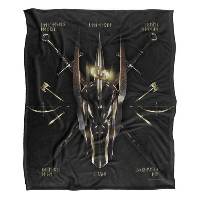 Lord Of The Rings Silky Runes Sauron Supersoft Blanket Black (One Size) from B&Q