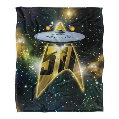 Star Trek Silky Ship 50Th Supersoft Blanket Black/gold (One Size) from B&Q