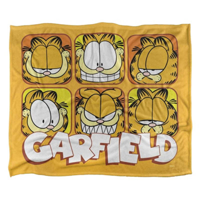 Garfield Silky Faces Supersoft Blanket Yellow/white (One Size) from B&Q