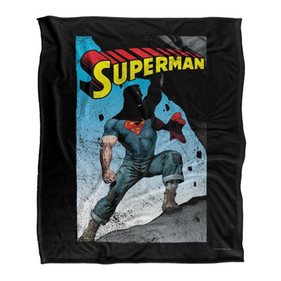 DC comics Superman Alternate Silky Supersoft Blanket Black/multicoloured (One Size) from B&Q