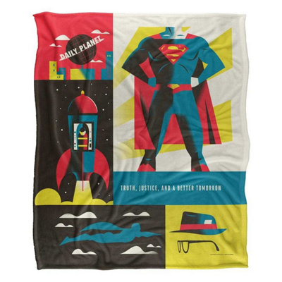 DC comics Superman Silky Icons Supersoft Blanket Multicoloured (One Size) from B&Q