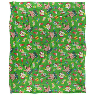 Spongebob Squarepants Silky Patterned Christmas Supersoft Blanket Multicoloured (One Size) from B&Q