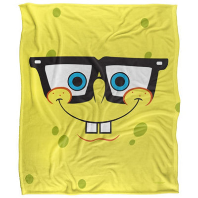 Spongebob Squarepants Silky Winking Face Supersoft Blanket Yellow/black (One Size) from B&Q