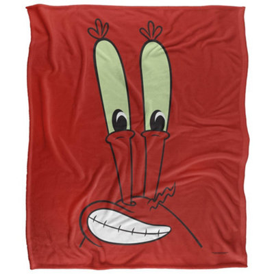 Spongebob Squarepants Silky Face Mr Krabs Supersoft Blanket Red (One Size) from B&Q