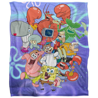 Spongebob Squarepants Silky Characters Supersoft Blanket Multicoloured (One Size) from B&Q