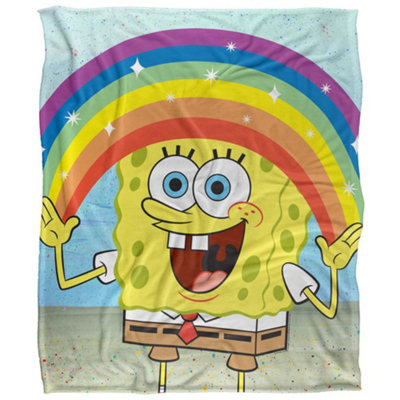  - Spongebob Squarepants Silky Rainbow Supersoft Blanket Multicoloured (One Size)