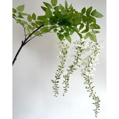 Hill Interiors Wisteria Spray Artificial Plant White/green (180Cm) from B&Q