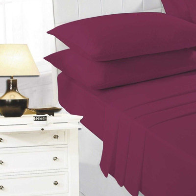 K Collection Percale Percale Fitted Sheet Wine (Double) from B&Q