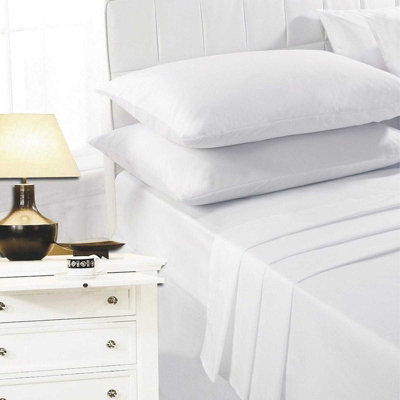 K Collection Percale Percale Fitted Sheet White (Superking) from B&Q