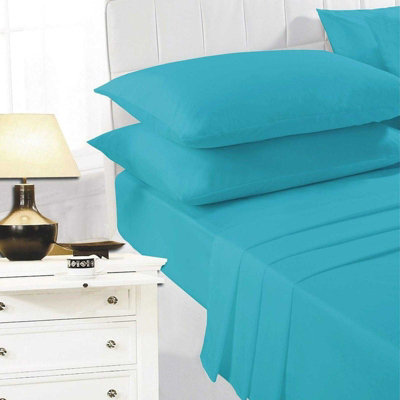 K Collection Percale Percale Fitted Sheet Teal (Single) from B&Q