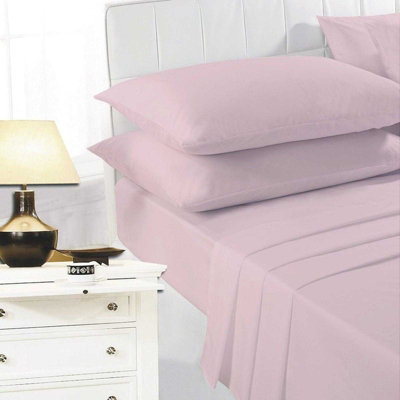 K Collection Percale Percale Fitted Sheet Pink (King) from B&Q