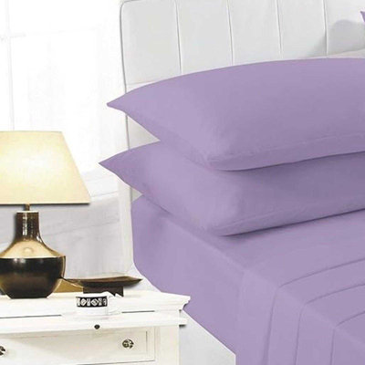 K Collection Percale Percale Fitted Sheet Lilac (Single) from B&Q