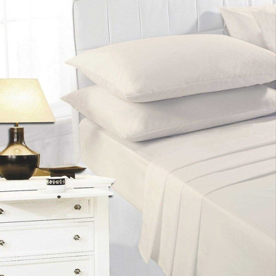 K Collection Percale Percale Fitted Sheet Cream (Single) from B&Q