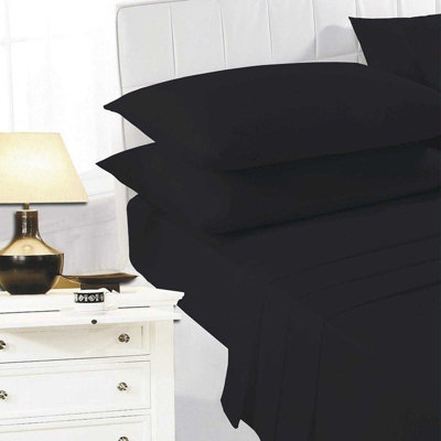 K Collection Percale Percale Fitted Sheet Black (King) from B&Q