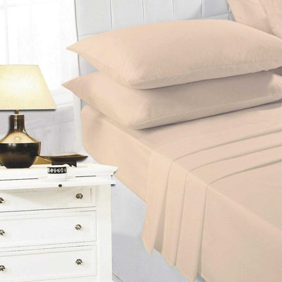 K Collection Percale Percale Fitted Sheet Beige (Double) from B&Q