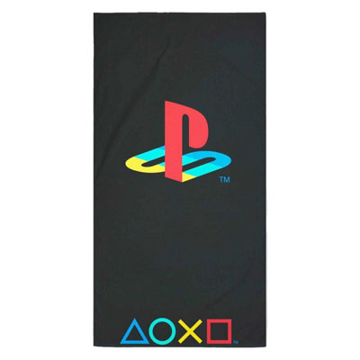  - Playstation Retro Logo Bath Towel Black (One Size)