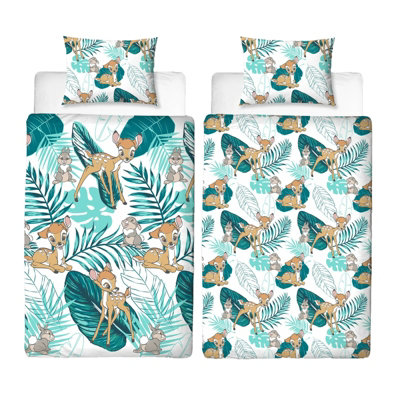 B&Q -  Reversible Bambi Duvet Set White/green/brown (Single)
