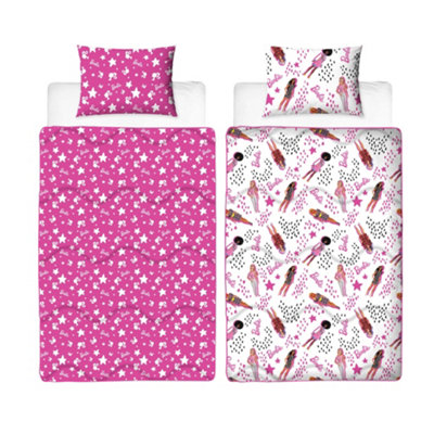 Barbie Stars Reversible Duvet Set Multicoloured (Single) from B&Q
