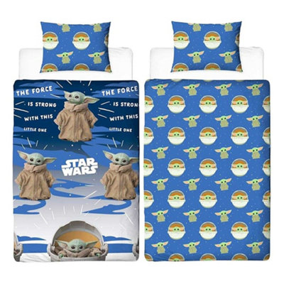 Star Wars Mandalorian Baby Yoda Reversible Duvet Set Multicoloured (Single) from B&Q