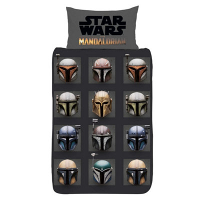 Star Wars The Mandalorian Helmet Reversible Duvet Set Multicoloured (Single) from B&Q