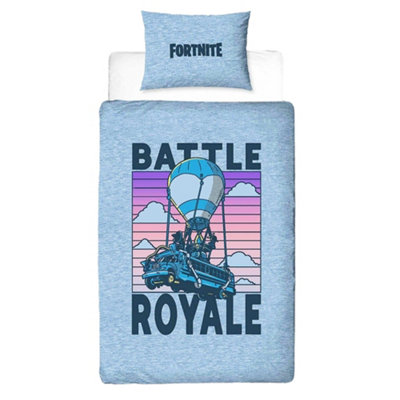 Fortnite Battle Royale Reversible Duvet Set Blue/navy/pink/purple (Single) from B&Q