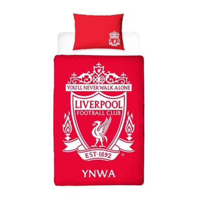 Liverpool Fc Youll Never Walk Alone Reversible Duvet Set Red/white (Single) from B&Q